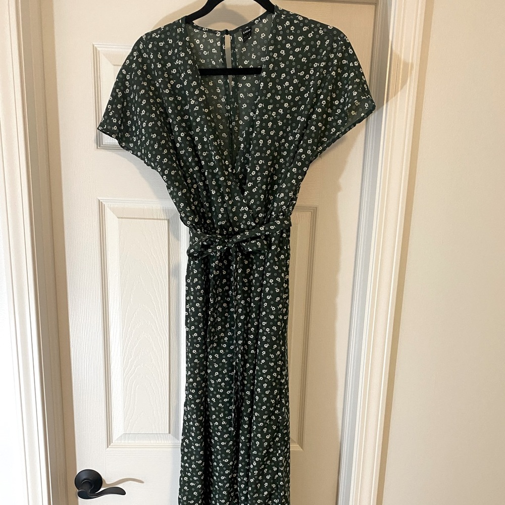 Green floral print jumpsuit